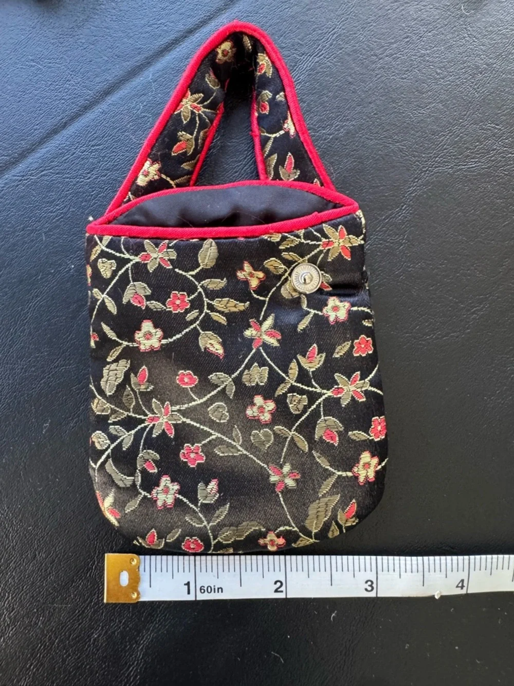 Set of 3 Small Printed Pouches - Black, Yellow, Red Accents